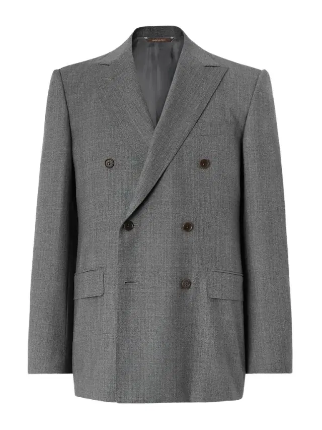 Double-Breasted Wool Suit Jacket - Men