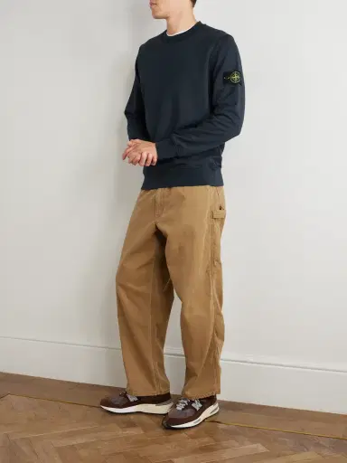 Stone Island Logo-Appliquèd Garment-Dyed Organic Cotton-Jersey Sweatshirt - Men | Thumbnail 2 Stone Island Logo-Appliquèd Garment-Dyed Organic Cotton-Jersey Sweatshirt - Men | Thumbnail 2