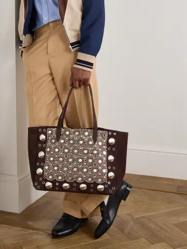 Valentino Garavani Nellcôte Embelished Suede Tote Bag - Men | Thumbnail 2 Valentino Garavani Nellcôte Embelished Suede Tote Bag - Men | Thumbnail 2