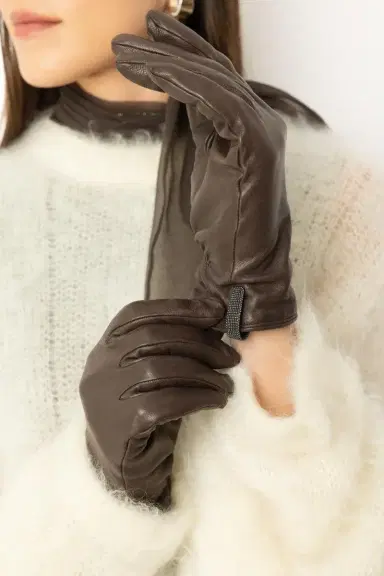 Brunello Cucinelli Shiny Biker Gloves | Thumbnail 2
