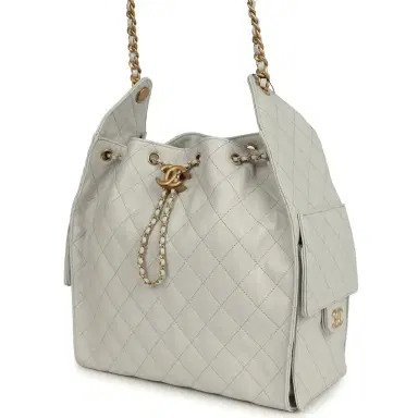 Chanel Chanel Medium 25 Hobo Bag Light Grey Caviar Antique Gold Hardware | Thumbnail 3