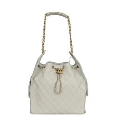 Chanel Chanel Medium 25 Hobo Bag Light Grey Caviar Antique Gold Hardware | Thumbnail 6