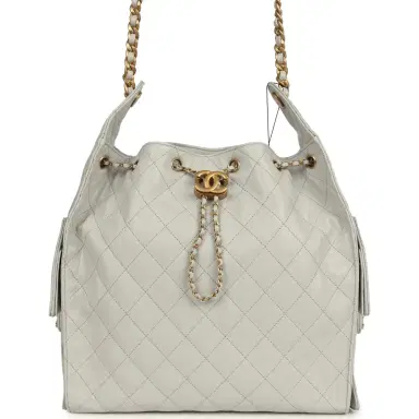 Chanel Chanel Medium 25 Hobo Bag Light Grey Caviar Antique Gold Hardware | Thumbnail 1