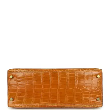 HERMÈS Vintage Hermes Kelly Sellier 28 Saffron Porosus Crocodile Gold Hardware | Thumbnail 6 HERMÈS Vintage Hermes Kelly Sellier 28 Saffron Porosus Crocodile Gold Hardware | Thumbnail 6