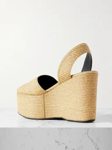 Alaïa Straw Slingback Platform Wedge Sandals | Thumbnail 3