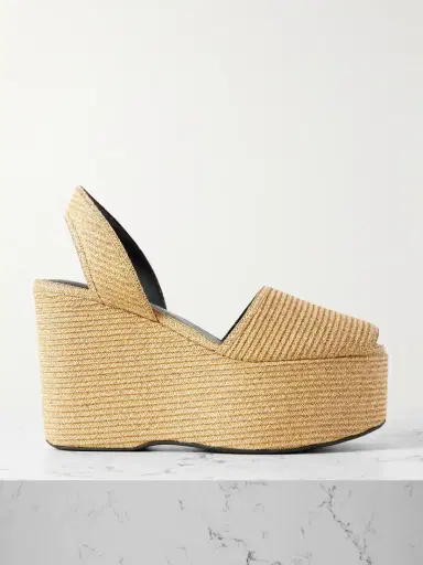 Alaïa Straw Slingback Platform Wedge Sandals | Thumbnail 1