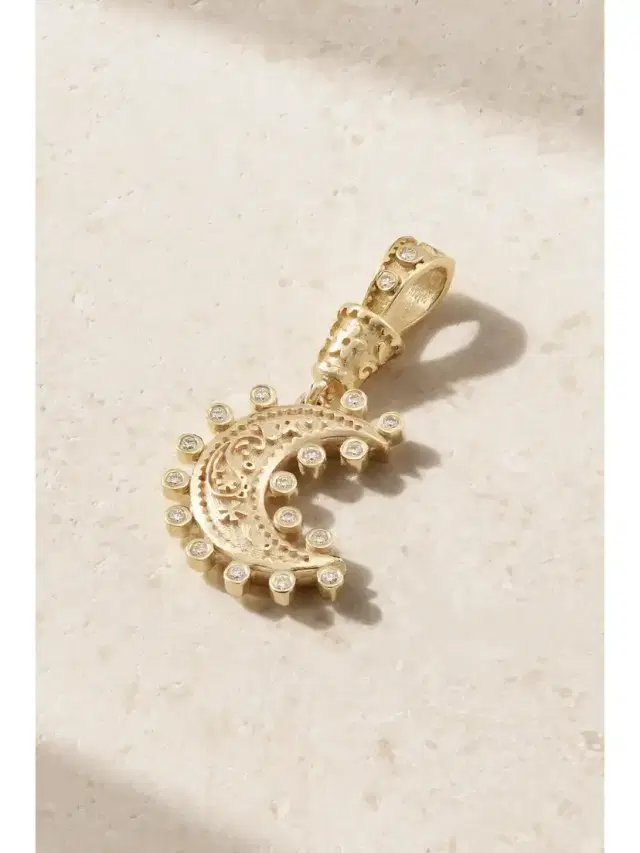 Small Southwestern Moon 14-karat Gold Diamond Pendant