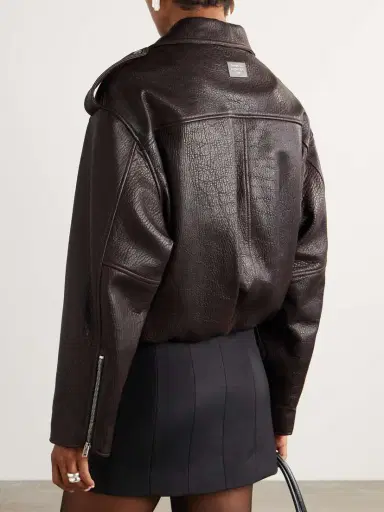 Acne Studios Gathered Textured-leather Biker Jacket | Thumbnail 3 Acne Studios Gathered Textured-leather Biker Jacket | Thumbnail 3