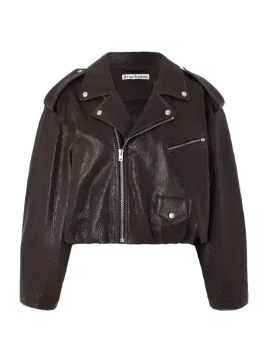 Acne Studios Gathered Textured-leather Biker Jacket | Thumbnail 1 Acne Studios Gathered Textured-leather Biker Jacket | Thumbnail 1