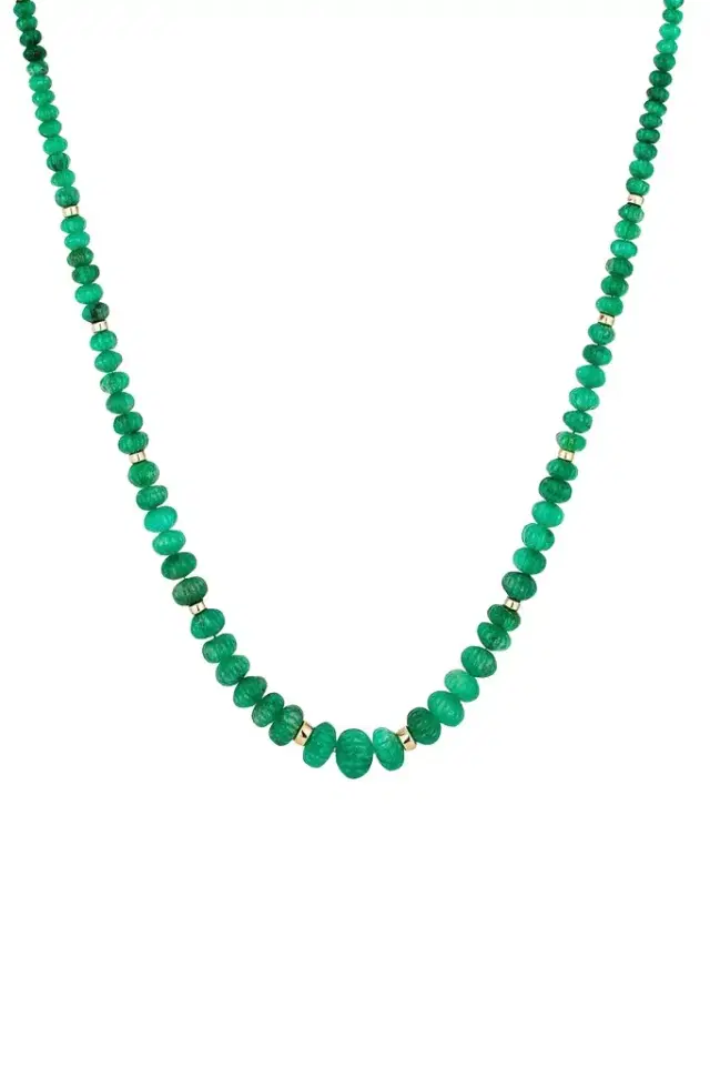 Emerald Fluted Beads G-One Necklace