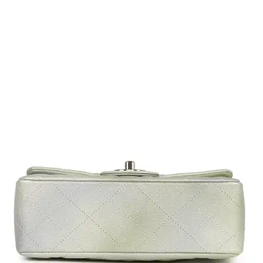 Chanel Chanel Mini Classic Rectangular Flap Bag Grey and Green Ombre Iridescent Goatskin Silver Hardware | Thumbnail 6 Chanel Chanel Mini Classic Rectangular Flap Bag Grey and Green Ombre Iridescent Goatskin Silver Hardware | Thumbnail 6