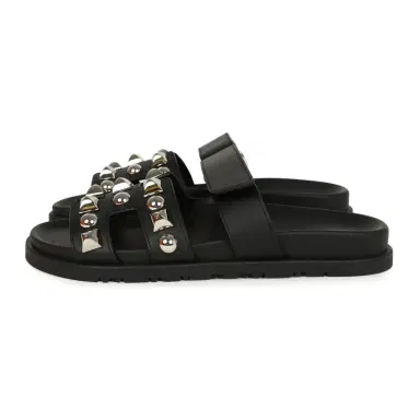 HERMÈS Hermes Chypre Techno Sandals Black Studded Calfskin Palladium Hardware 38 EU | Thumbnail 5