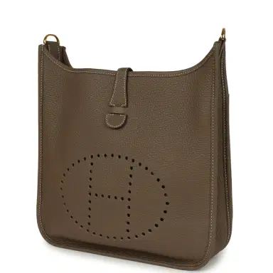 HERMÈS Hermes Evelyne III PM Etoupe Clemence Gold Hardware | Thumbnail 3 HERMÈS Hermes Evelyne III PM Etoupe Clemence Gold Hardware | Thumbnail 3