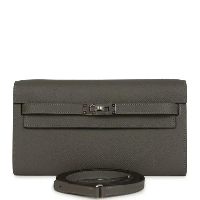 hermes Hermes Kelly Wallet To Go Gris Meyer Epsom Palladium Hardware