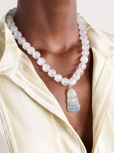 JIA JIA Moon Goddess Buddha 18-karat White Gold Multi-stone Necklace | Thumbnail 2
