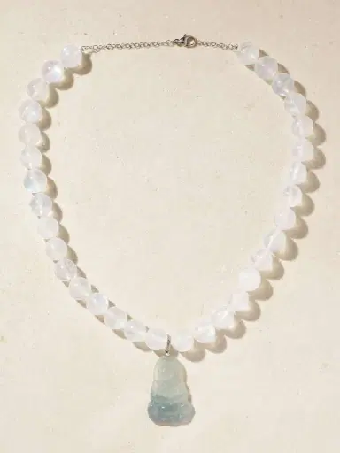 JIA JIA Moon Goddess Buddha 18-karat White Gold Multi-stone Necklace | Thumbnail 4