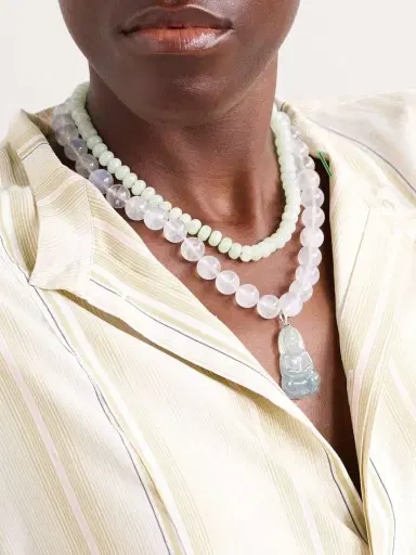 JIA JIA Moon Goddess Buddha 18-karat White Gold Multi-stone Necklace | Thumbnail 5