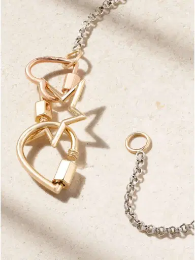 Marla Aaron Baby Heartlock + Starlock + Baby Droplock + 3 Loop Rolo Chain Sterling Silver, 14-karat Yellow And Rose Gold And Enamel Necklace | Thumbnail 3 Marla Aaron Baby Heartlock + Starlock + Baby Droplock + 3 Loop Rolo Chain Sterling Silver, 14-karat Yellow And Rose Gold And Enamel Necklace | Thumbnail 3