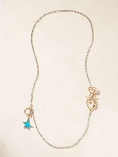 Marla Aaron Baby Heartlock + Starlock + Baby Droplock + 3 Loop Rolo Chain Sterling Silver, 14-karat Yellow And Rose Gold And Enamel Necklace | Thumbnail 4 Marla Aaron Baby Heartlock + Starlock + Baby Droplock + 3 Loop Rolo Chain Sterling Silver, 14-karat Yellow And Rose Gold And Enamel Necklace | Thumbnail 4