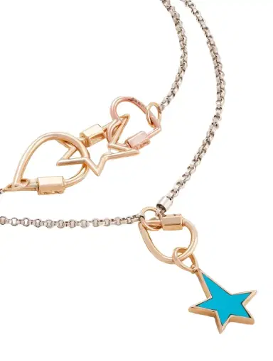 Marla Aaron Baby Heartlock + Starlock + Baby Droplock + 3 Loop Rolo Chain Sterling Silver, 14-karat Yellow And Rose Gold And Enamel Necklace | Thumbnail 1 Marla Aaron Baby Heartlock + Starlock + Baby Droplock + 3 Loop Rolo Chain Sterling Silver, 14-karat Yellow And Rose Gold And Enamel Necklace | Thumbnail 1