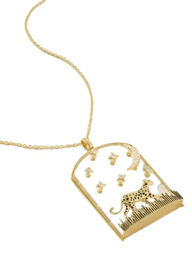 Yvonne Léon La Savane 9-karat Gold, Diamond, Crystal And Enamel Necklace