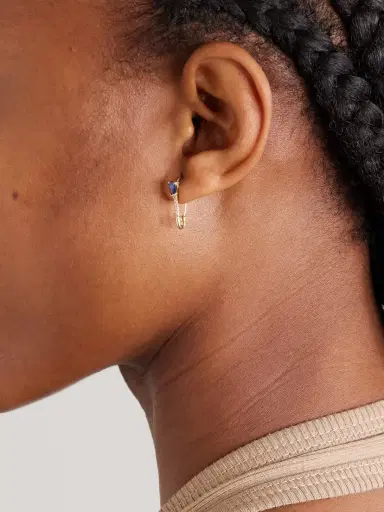 Loren Stewart Safety Pin 14-karat Gold, Diamond And Sapphire Single Earring | Thumbnail 2 Loren Stewart Safety Pin 14-karat Gold, Diamond And Sapphire Single Earring | Thumbnail 2