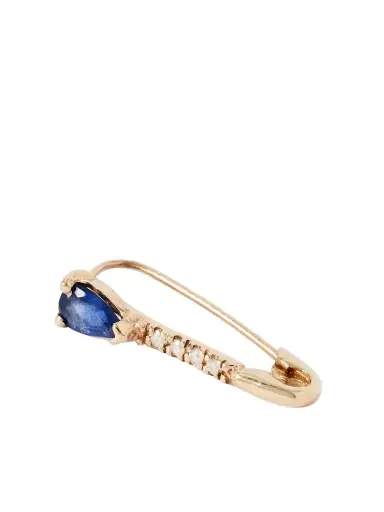 Loren Stewart Safety Pin 14-karat Gold, Diamond And Sapphire Single Earring | Thumbnail 1 Loren Stewart Safety Pin 14-karat Gold, Diamond And Sapphire Single Earring | Thumbnail 1
