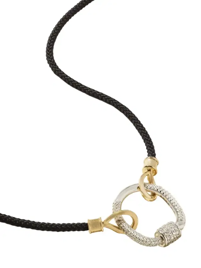 The String Project 18-karat White Gold, 14-karat Yellow Gold, Cord And Diamond Necklace