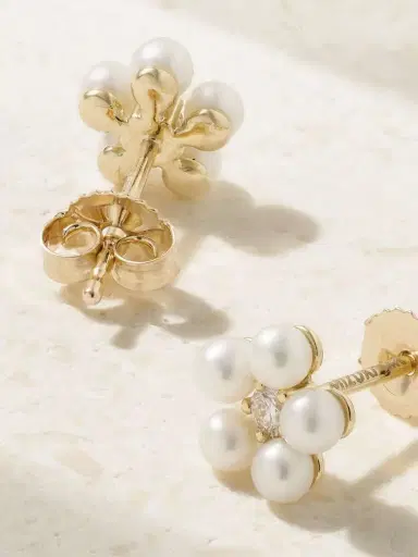 Mizuki 14-karat Gold, Pearl And Diamond Earrings | Thumbnail 3