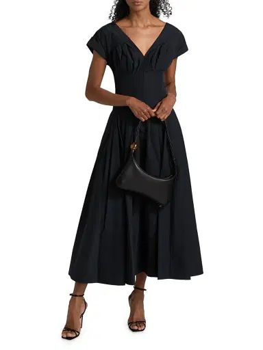 SIMKHAI Women's Nina Pleated Midi-Dress - Midnight | Thumbnail 2