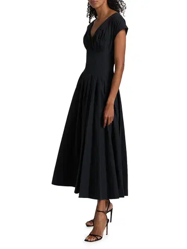 SIMKHAI Women's Nina Pleated Midi-Dress - Midnight | Thumbnail 4