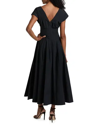 SIMKHAI Women's Nina Pleated Midi-Dress - Midnight | Thumbnail 5