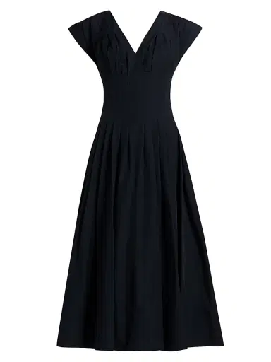 SIMKHAI Women's Nina Pleated Midi-Dress - Midnight | Thumbnail 1