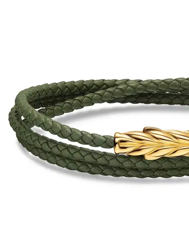 David Yurman Men's Chevron Triple Wrap Bracelet in Leather - Green | Thumbnail 5 David Yurman Men's Chevron Triple Wrap Bracelet in Leather - Green | Thumbnail 5