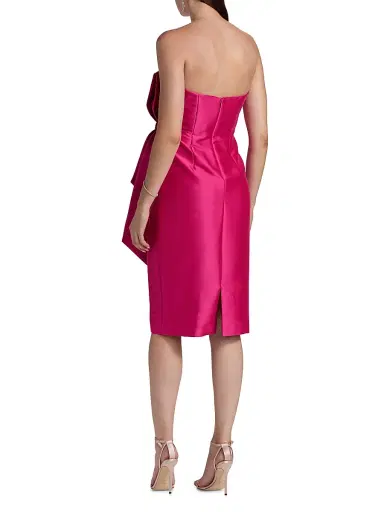 Badgley Mischka Women's Strapless Bow-Accented Cocktail Dress - Hot Fuschia | Thumbnail 5