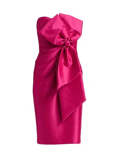 Badgley Mischka Women's Strapless Bow-Accented Cocktail Dress - Hot Fuschia | Thumbnail 1