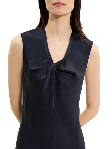 Theory Women's Crushed Satin Twist Scoop Dress - Nocturne Navy | Thumbnail 5 Theory Women's Crushed Satin Twist Scoop Dress - Nocturne Navy | Thumbnail 5