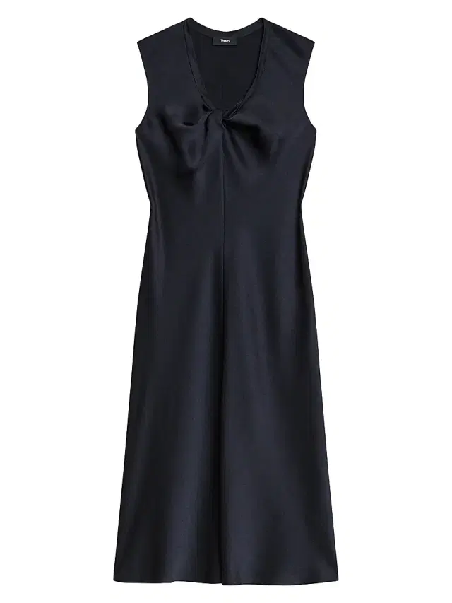 Theory Women's Crushed Satin Twist Scoop Dress - Nocturne Navy