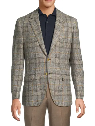 Sartorio Napoli Men's Plaid Virgin Wool Blend Jacket | Thumbnail 3 Sartorio Napoli Men's Plaid Virgin Wool Blend Jacket | Thumbnail 3