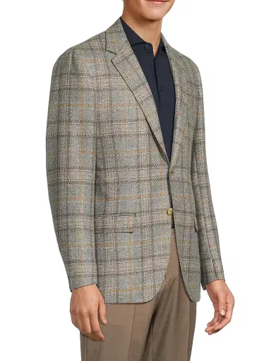 Sartorio Napoli Men's Plaid Virgin Wool Blend Jacket | Thumbnail 4 Sartorio Napoli Men's Plaid Virgin Wool Blend Jacket | Thumbnail 4