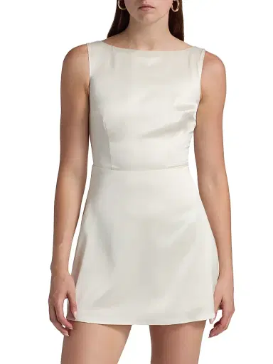 Reformation Women's Zenni Satin Minidress - Ivory - Size 12 | Thumbnail 3 Reformation Women's Zenni Satin Minidress - Ivory - Size 12 | Thumbnail 3
