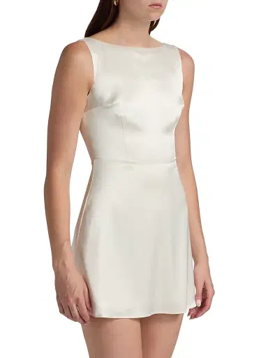 Reformation Women's Zenni Satin Minidress - Ivory - Size 12 | Thumbnail 4 Reformation Women's Zenni Satin Minidress - Ivory - Size 12 | Thumbnail 4
