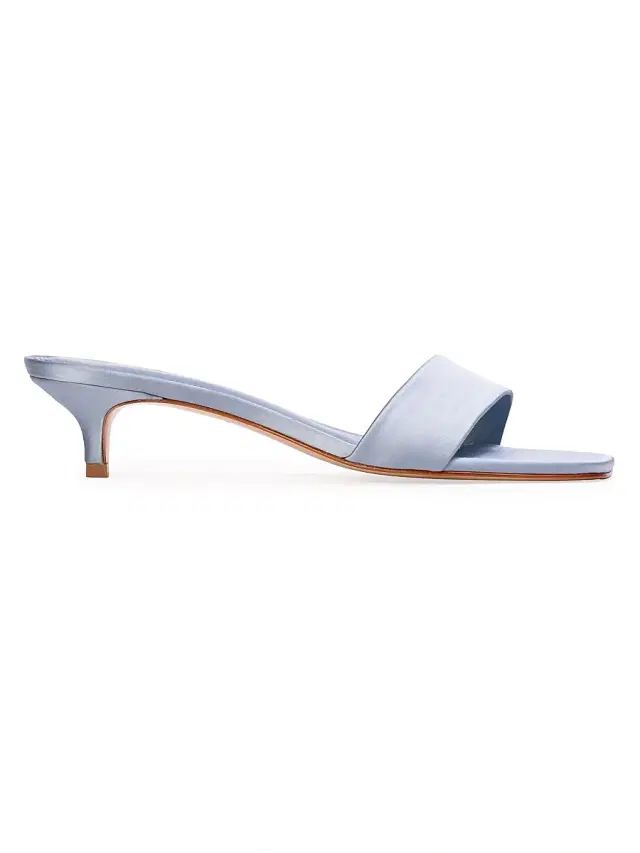 Black Suede Studio Women's Avery 35MM Satin Sandals - Ashley Blue Satin