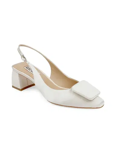 BADGLEY MISCHKA Women's Gracen 50MM Satin Block-Heel Slingback Pumps - Ivory Satin - Size 11 | Thumbnail 2
