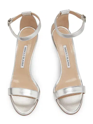 Manolo Blahnik Women's Chaos Metallic Leather Sandals | Thumbnail 4 Manolo Blahnik Women's Chaos Metallic Leather Sandals | Thumbnail 4
