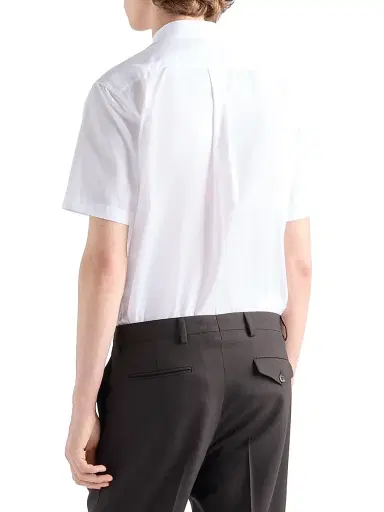 Prada Men's Short-Sleeve Cotton Shirt - White | Thumbnail 3 Prada Men's Short-Sleeve Cotton Shirt - White | Thumbnail 3