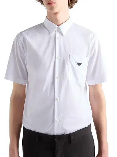 Prada Men's Short-Sleeve Cotton Shirt - White | Thumbnail 4 Prada Men's Short-Sleeve Cotton Shirt - White | Thumbnail 4