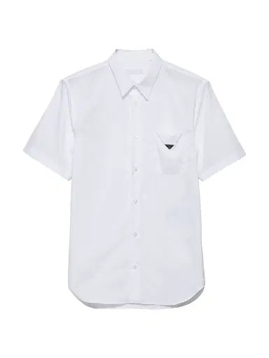 Prada Men's Short-Sleeve Cotton Shirt - White | Thumbnail 1 Prada Men's Short-Sleeve Cotton Shirt - White | Thumbnail 1