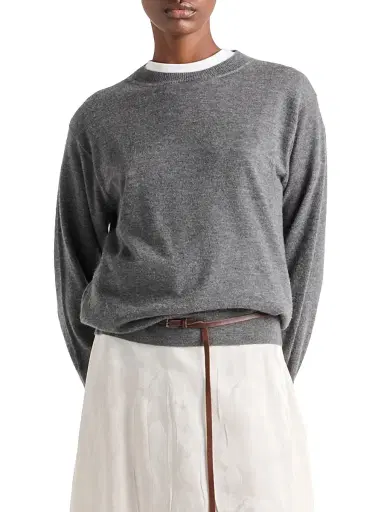 Prada Women's Cashmere Crewneck Sweater - Grey | Thumbnail 2 Prada Women's Cashmere Crewneck Sweater - Grey | Thumbnail 2