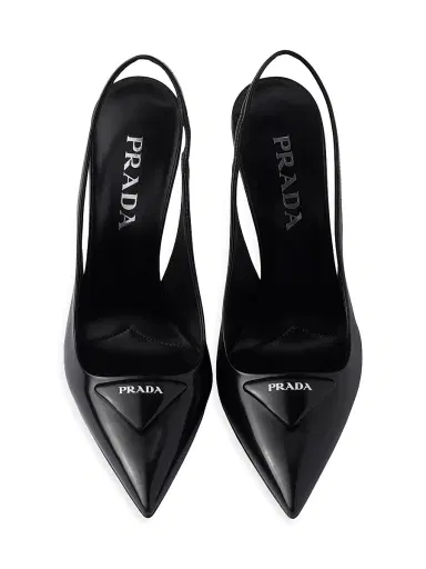 Prada Women's Brushed Leather 100MM Slingback Pumps - Black - Size 5 | Thumbnail 2 Prada Women's Brushed Leather 100MM Slingback Pumps - Black - Size 5 | Thumbnail 2